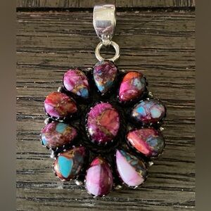 Pink Dahlia Pendant set in 925 Sterling Silver